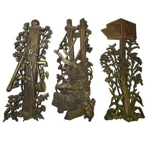 Vintage Burwood Products Co Wall Decor Set of 3 Rustic Farmhouse Scenes 17"‎
